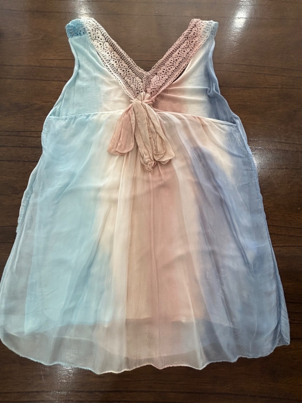 M Made in Italy Gradient silk with crochet lace racerback tank blouse size small - Picture 10 of 15